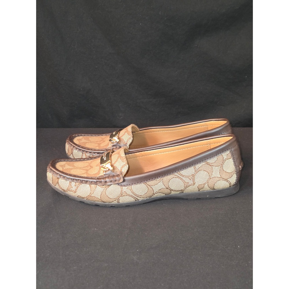 COACH Olive Monogram Canvas Leather Trim Horsebit Loafers Women's Size 8.5B - Picture 4 of 12